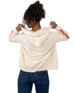 The Rip Curl Womens Striped Rib Zip Hoodie in Off White