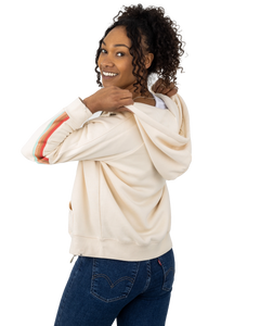 The Rip Curl Womens Striped Rib Zip Hoodie in Off White