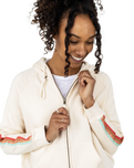 The Rip Curl Womens Striped Rib Zip Hoodie in Off White