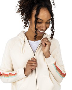 The Rip Curl Womens Striped Rib Zip Hoodie in Off White