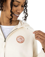 The Rip Curl Womens Striped Rib Zip Hoodie in Off White