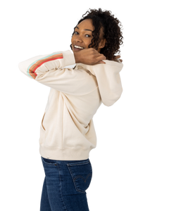 The Rip Curl Womens Striped Rib Zip Hoodie in Off White