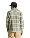 The Brixton Mens Bowery Stretch Flannel Shirt in Trekking Green & Oatmilk