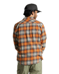 The Brixton Mens Bowery Lightweight Flannel Shirt in Terracotta & Black