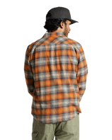 The Brixton Mens Bowery Lightweight Flannel Shirt in Terracotta & Black