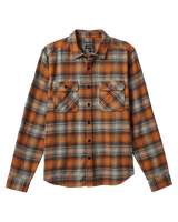 The Brixton Mens Bowery Lightweight Flannel Shirt in Terracotta & Black