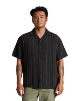 The Brixton Mens Bunker Seersucker Shirt in Black Charcoal