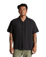 The Brixton Mens Bunker Seersucker Shirt in Black Charcoal