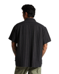 The Brixton Mens Bunker Seersucker Shirt in Black Charcoal