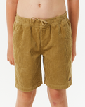 The Rip Curl Boys Boys Surf Cord Volley Shorts in Dark Khaki