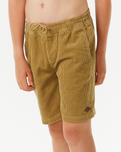 The Rip Curl Boys Boys Surf Cord Volley Shorts in Dark Khaki