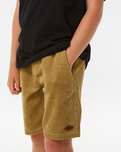 The Rip Curl Boys Boys Surf Cord Volley Shorts in Dark Khaki