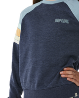 The Rip Curl Girls Girls Surf Revival Raglan Sweatshirt in Dark Navy