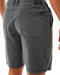 The Rip Curl Mens Boardwalk Reggie Easy Fit Walkshorts in Washed Black