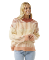 The Rip Curl Womens Soleil Rib Knit Jumper in Burnt Red