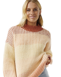 The Rip Curl Womens Soleil Rib Knit Jumper in Burnt Red