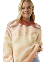 The Rip Curl Womens Soleil Rib Knit Jumper in Burnt Red