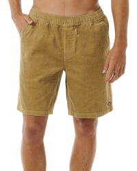 The Rip Curl Mens Classic Surf Corduroy Walkshorts in Dark Khaki