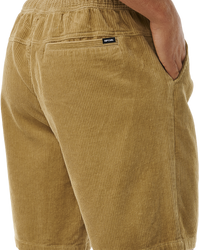 The Rip Curl Mens Classic Surf Corduroy Walkshorts in Dark Khaki