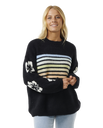 The Rip Curl Womens High Tide Hibiscus Stripe Jumper in Black