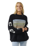 The Rip Curl Womens High Tide Hibiscus Stripe Jumper in Black