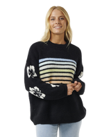 The Rip Curl Womens High Tide Hibiscus Stripe Jumper in Black