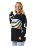 The Rip Curl Womens High Tide Hibiscus Stripe Jumper in Black