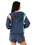 The Rip Curl Womens Day Break Zip Thru Hoodie in Navy