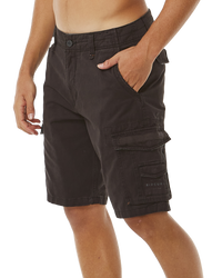The Rip Curl Mens Trail Cargo Walkshorts in Washed Black