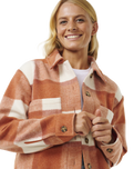 The Rip Curl Womens Soleil Check Jacket in Dark Rust