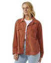 The Rip Curl Womens Stevie Cord Shirt in Dark Rust