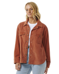 The Rip Curl Womens Stevie Cord Shirt in Dark Rust