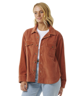 The Rip Curl Womens Stevie Cord Shirt in Dark Rust