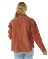 The Rip Curl Womens Stevie Cord Shirt in Dark Rust