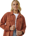 The Rip Curl Womens Stevie Cord Shirt in Dark Rust