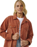 The Rip Curl Womens Stevie Cord Shirt in Dark Rust