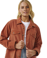 The Rip Curl Womens Stevie Cord Shirt in Dark Rust