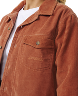 The Rip Curl Womens Stevie Cord Shirt in Dark Rust