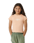 The Rip Curl Girls Girls Tropic Rib T-Shirt in Bright Peach