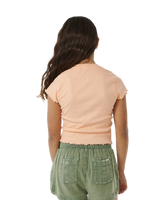 The Rip Curl Girls Girls Tropic Rib T-Shirt in Bright Peach