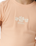 The Rip Curl Girls Girls Tropic Rib T-Shirt in Bright Peach