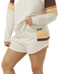 The Rip Curl Womens Block Party Track Shorts in Oatmeal