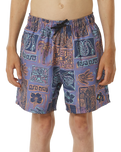 The Rip Curl Boys Boys Lost Islands Tile Volley Shorts in Multi Colour