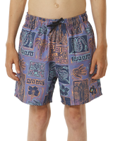 The Rip Curl Boys Boys Lost Islands Tile Volley Shorts in Multi Colour