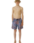 The Rip Curl Boys Boys Lost Islands Tile Volley Shorts in Multi Colour