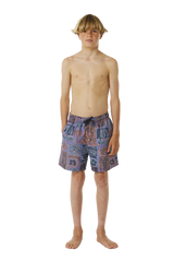 The Rip Curl Boys Boys Lost Islands Tile Volley Shorts in Multi Colour