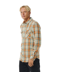 The Rip Curl Mens SWC Flannel Shirt in Clay