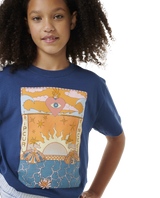 The Rip Curl Girls Girls Summer Solstice Art T-Shirt in Washed Navy