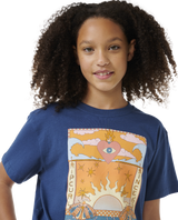 The Rip Curl Girls Girls Summer Solstice Art T-Shirt in Washed Navy