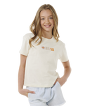 The Rip Curl Girls Girls Summer Solstice Crop T-Shirt in Bone